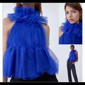 NWT Zara VOLUMINOUS TULLE TOP